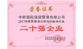 2017年度陕西省中欧官方网站行业二十强企业